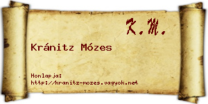 Kránitz Mózes névjegykártya